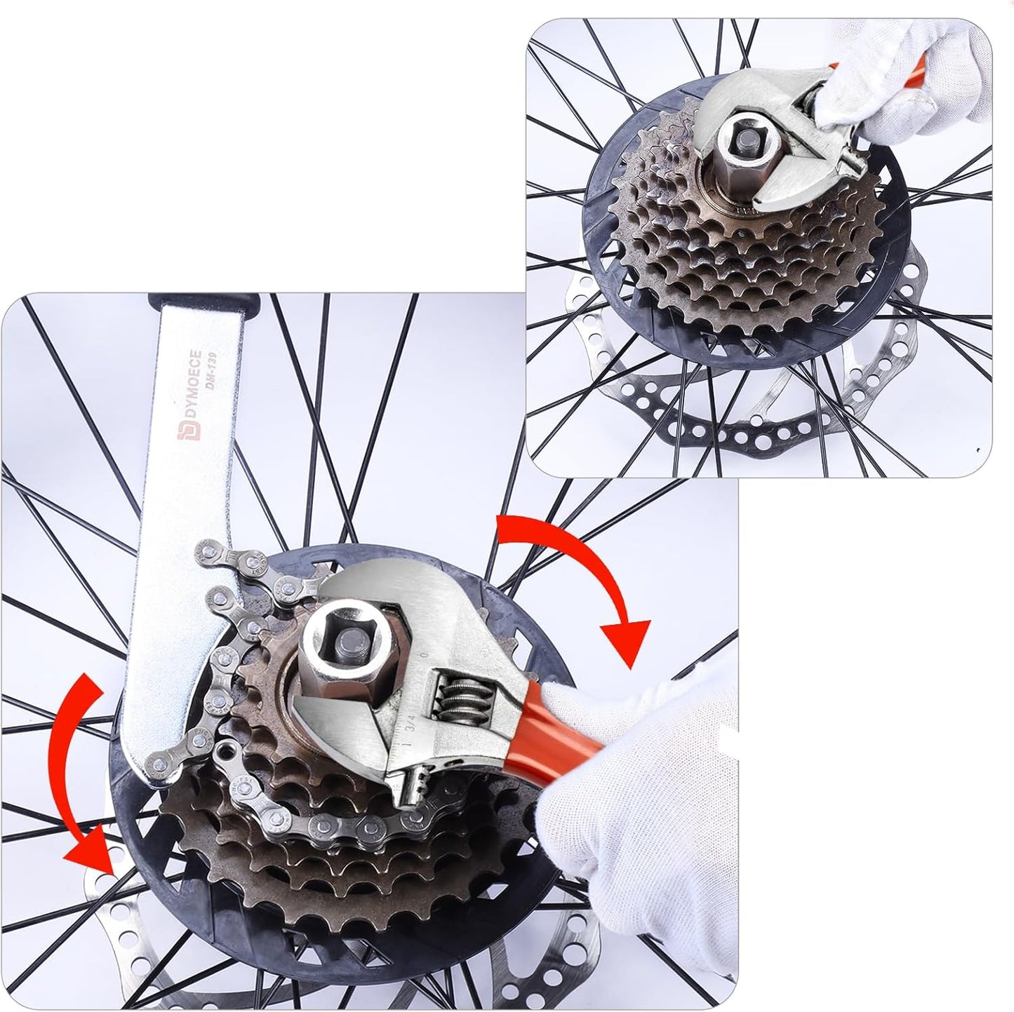 Bike Cassette Lockring Removal Tool Bicycle Chain Whip Tool Kit Sprocket Remover Kit Compatible with Shimano Sram Freewheel Turner Install Removal